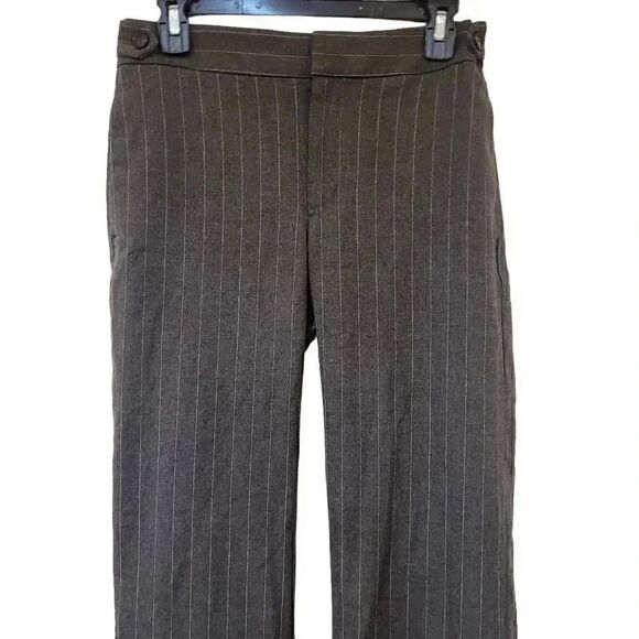 Banana Republic Women's Gray Poly/Rayon/Spandex Pinestripe Wide Leg Trousers - Picture 3 of 14